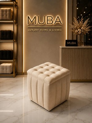 Maison Luré Puf & Bench Ithal Belora Kumaş Puf 40X40 cm Kare Puf