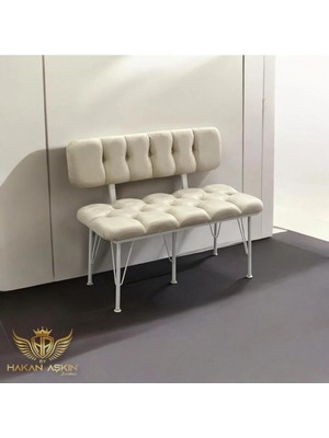Maison Luré Puf & Bench Ekru Renk Kumaş Sırtlı Bench Bank