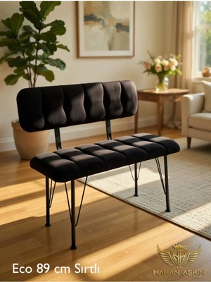 Maison Luré Puf & Bench Mdf 38X89 cm Eco Sırtlı Bank Siyah