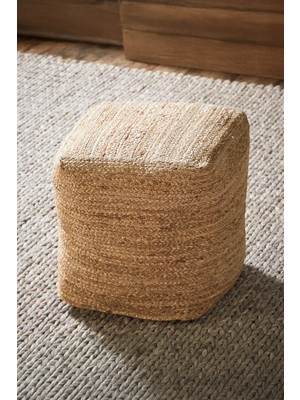 Maison Luré Puf & Bench Dekoratif Kare Naturel Hasır Jüt Puf 40X40