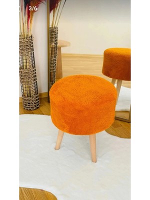 Maison Luré Puf & Bench Puf, 3 Ayak, Peluş, Oturma Odası, Makyaj Masası Pufu