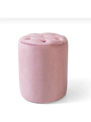 Maison Luré Puf & Bench Pudra Pembe Kadife Puf Makyaj Masası Pufu Dekoratif Oturma Pufu