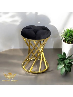 Maison Luré Puf & Bench Metal Pota Ayaklı Gold Puf Style