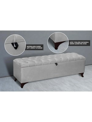Maison Luré Puf & Bench Vetra Sandıklı Bench Puf, Beyaz