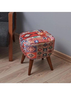 Maison Luré Puf & Bench Renkli Retro Kare Dijital Patchwork Puf