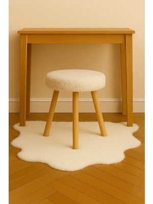 Maison Luré Puf & Bench Yuvarlak Puf Bench Ahşap Retro Ayak Dekoratif Peluş Tabure