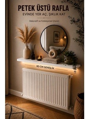 Maison Luré Dresuar 80CM Petek Üstü Dekoratif Radyatör Rafı Duvar Rafı Ahşap