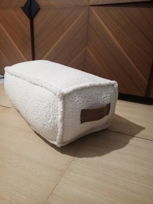 Maison Luré Puf & Bench Bohem Dikdörtgen Puf Beyaz Teddy