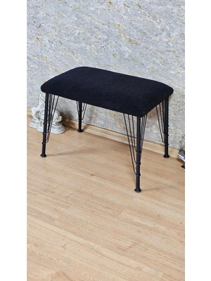 Maison Luré Puf & Bench 3 Tel Siyah Metal Ayaklı Bench Puf Antre Önü Puf