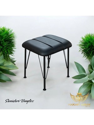 Maison Luré Puf & Bench Siyah Metal Ayaklı Puf 40X45 cm