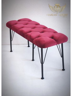 Maison Luré Puf & Bench Bordo Metal Ayaklı