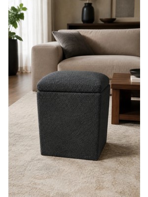 Maison Luré Puf & Bench Kare Puf Baby Face Kumaş 43X38X38 cm Antrasit