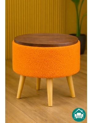 Maison Luré Puf & Bench 40 cm Üst Tablalı Peluş Kumaş Puf