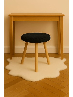 Maison Luré Puf & Bench Yuvarlak Puf Bench Ahşap Retro Ayak Dekoratif Peluş Tabure