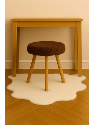 Maison Luré Puf & Bench Yuvarlak Puf Ahşap Retro Ayak Dekoratif Peluş Tabure