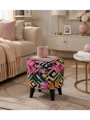 Maison Luré Puf & Bench Pembe Çok Amaçlı Puf - Ahşap Görünümlü Ayaklı