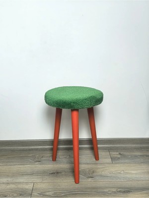 Maison Luré Puf & Bench Peluş Puf Dekoratif Ahşap 3 Ayaklı Tabure Yumuşacık Oturak