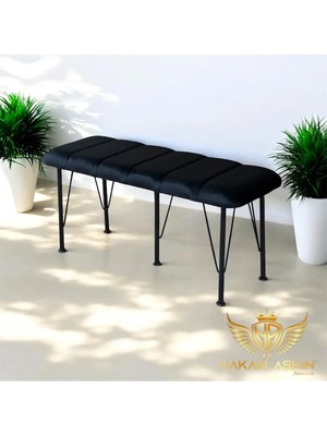 Maison Luré Puf & Bench Siyah Metal Ayaklı