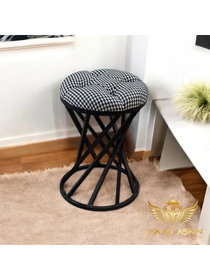Maison Luré Puf & Bench Tornado Metal Pota Ayaklı Kazayağı Black Puf Style 2025