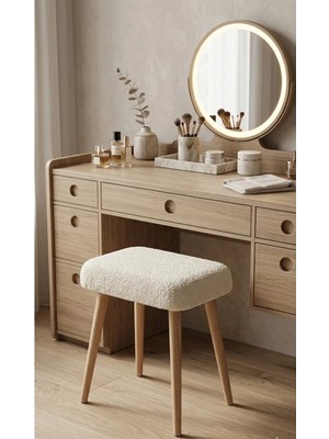 Maison Luré Puf & Bench Ahşap Ayaklı Dekoratif Kare Puf Tabure Bench Koltuk Sandalye