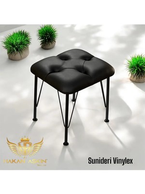 Maison Luré Puf & Bench Siyah Metal Ayaklı Puf 40X45 cm