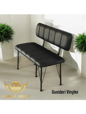 Maison Luré Puf & Bench Vinylexline Style 2025 Sırtlı Bench & Bank Siyah Deri
