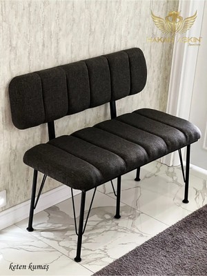 Maison Luré Puf & Bench Siyah Keten Antrasit Bench Bank