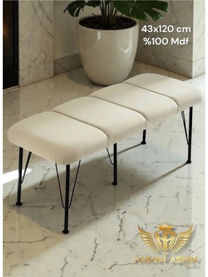 Maison Luré Puf & Bench 44X120 cm %100 Mdf Krem Tekli