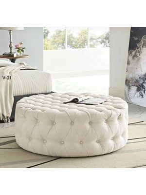 Maison Luré Puf & Bench Chester 80CM Kapitoneli Yuvarlak Oval Puf Orta Sehpa