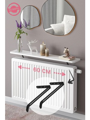 Maison Luré Dresuar Derin Petek Üstü Uçan Raf Kalorifer Peteği Rafı Kitaplık 60 x 18 cm