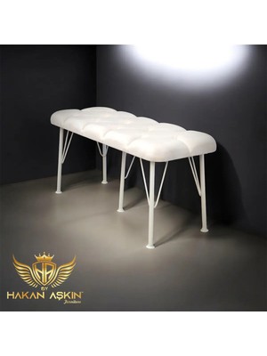 Maison Luré Puf & Bench Ekru Beyaz Metal Ayaklı Babyface