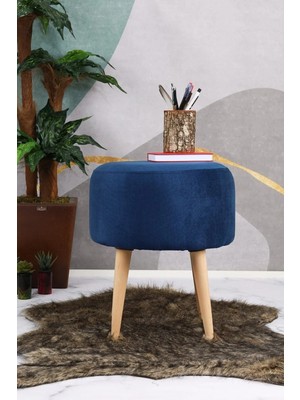 Maison Luré Puf & Bench Çok Amaçlı Puf Koltuk Mavi 4 Ayaklı Gürgen Ayasklı