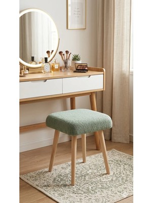 Maison Luré Puf & Bench Ahşap Ayaklı Dekoratif Kare Puf Tabure Bench Koltuk Sandalye