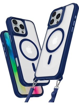 Apple iPhone 16 Pro Uyumlu Kılıf Enka Magsafe Silikon Kılıf - Lacivert