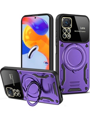 Xiaomi Redmi Note 12 Pro 4g Uyumlu Kılıf Joy Lens Standlı Kapak - Mor