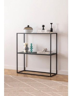 Maison Luré Dresuar Füme Camlı Metal Raflı Dekoratif Konsol