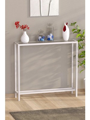 Maison Luré Dresuar Modern Beyaz Metal Iskeletli Temper Camlı Raflı