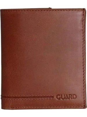 Guard Çok Bölmeli Dikey Antik Taba Deri Erkek Cüzdanı