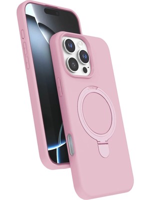Apple iPhone 16 Pro Max Uyumlu Regal Magsafe Standlı Kapak - Açık Pembe