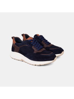 Desa Erkek Lacivert Bağcıklı Kalın Tabanlı Süet Sneaker