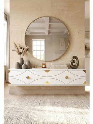 Maison Luré Dresuar Alfazh Antre Hol Rafı Beyaz Gold 120 cm