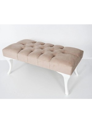 Maison Luré Puf & Bench Kapı Önü Antre Bench Puf Krem Kapitoneli Ayak Ucu