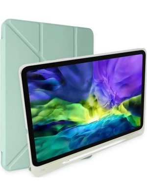 Apple iPad 2025 10.9 10.nesil (A16) Kılıf Kalemlikli Mars Tablet Kılıfı - Açık Yeşil