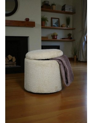 Maison Luré Puf & Bench Kuzu Tüy Kumaş Sandıklı Silindir Çok Amaçlı Puf Koltuk Bench Tabure Sehpa