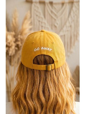 Emybox Hardal Unisex Arkası Baskılı Yıkamalı Pamuk Şapka -Arkası Yazılı Ayarlanabilir Eskitme Vintage Kep