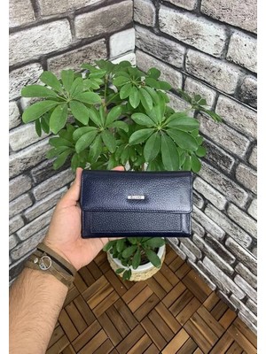 Guard Lacivert Çıt Çıtlı Deri Bayan Cüzdanı