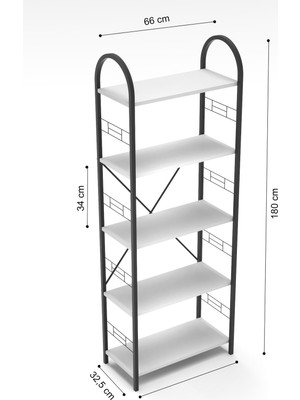 Metal Kitaplık Atlantik Çam 180 cm