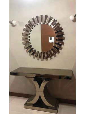 Maison Luré Dresuar Güneş Sanel Model Kayın Torna Cam Ayna Kaplam Yuvarlak