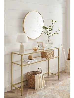 Maison Luré Dresuar 2 Katlı Gold Renk Metal Iskeletli Şeffaf Temper Camlı