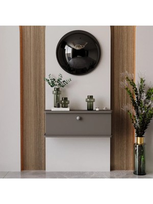 Maison Luré Dresuar Lunaris Gri Oval Kenar Mdf Kapaklı Duvara Monte